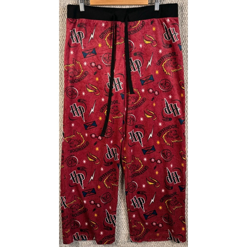 Harry Potter Gryffindor Pajama Pants XL Maroon Fleece Lounge Sleep Bottoms Men's